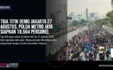 Tiga Titik Demo Jakarta 27 Agustus, Polda Metro Jaya Siapkan 18.504 Personel