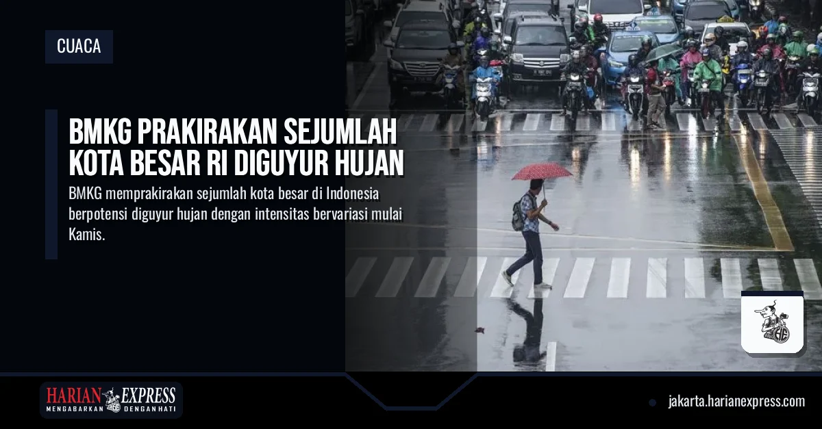 BMKG Prakirakan Sejumlah Kota Besar RI Diguyur Hujan
