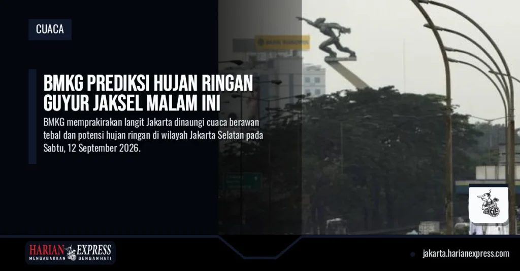 BMKG Prediksi Hujan Ringan Guyur Jaksel Malam Ini