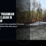 Gulkarmat Padamkan Kebakaran Lahan di Penjaringan