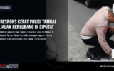 Respons Cepat Polisi Tambal Jalan Berlubang di Ciputat