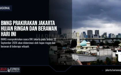 BMKG Prakirakan Jakarta Hujan Ringan dan Berawan Hari Ini