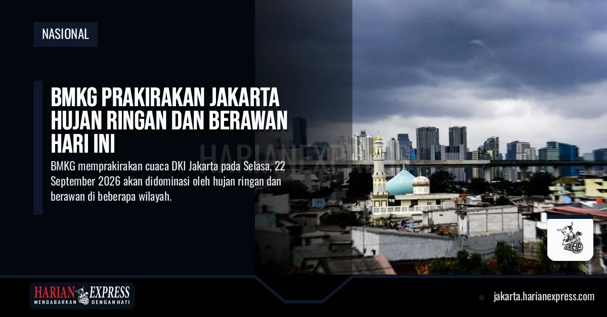 BMKG Prakirakan Jakarta Hujan Ringan dan Berawan Hari Ini