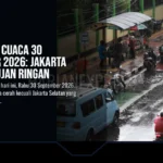 Prakiraan Cuaca 30 September 2026: Jakarta Selatan Hujan Ringan