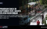 Prakiraan Cuaca 30 September 2026: Jakarta Selatan Hujan Ringan