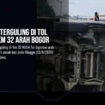 Truk Boks Terguling di Tol Jagorawi Km 32 Arah Bogor