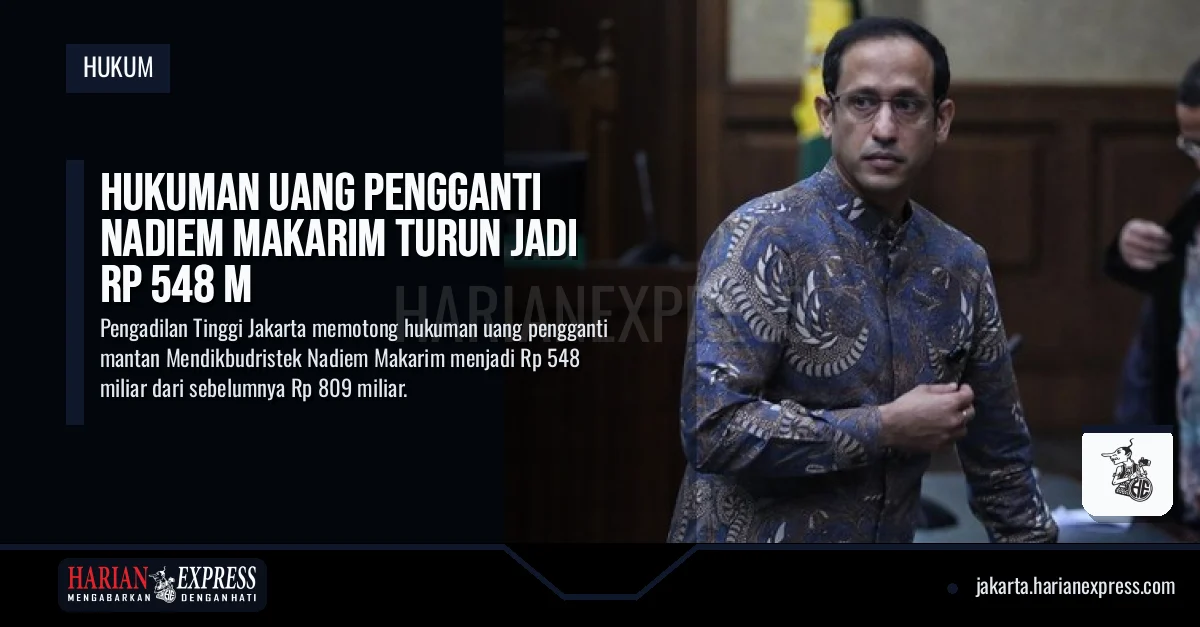Hukuman Uang Pengganti Nadiem Makarim Turun Jadi Rp 548 M