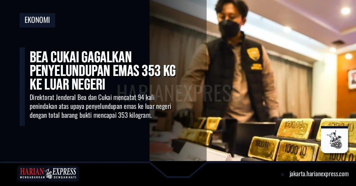Bea Cukai Gagalkan Penyelundupan Emas 353 Kg ke Luar Negeri