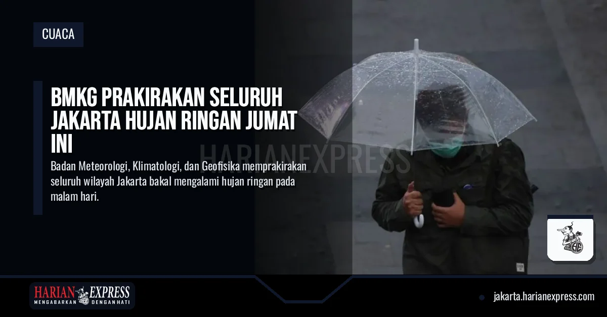 BMKG Prakirakan Seluruh Jakarta Hujan Ringan Jumat Ini