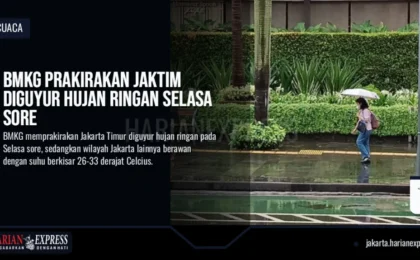 BMKG Prakirakan Jaktim Diguyur Hujan Ringan Selasa Sore