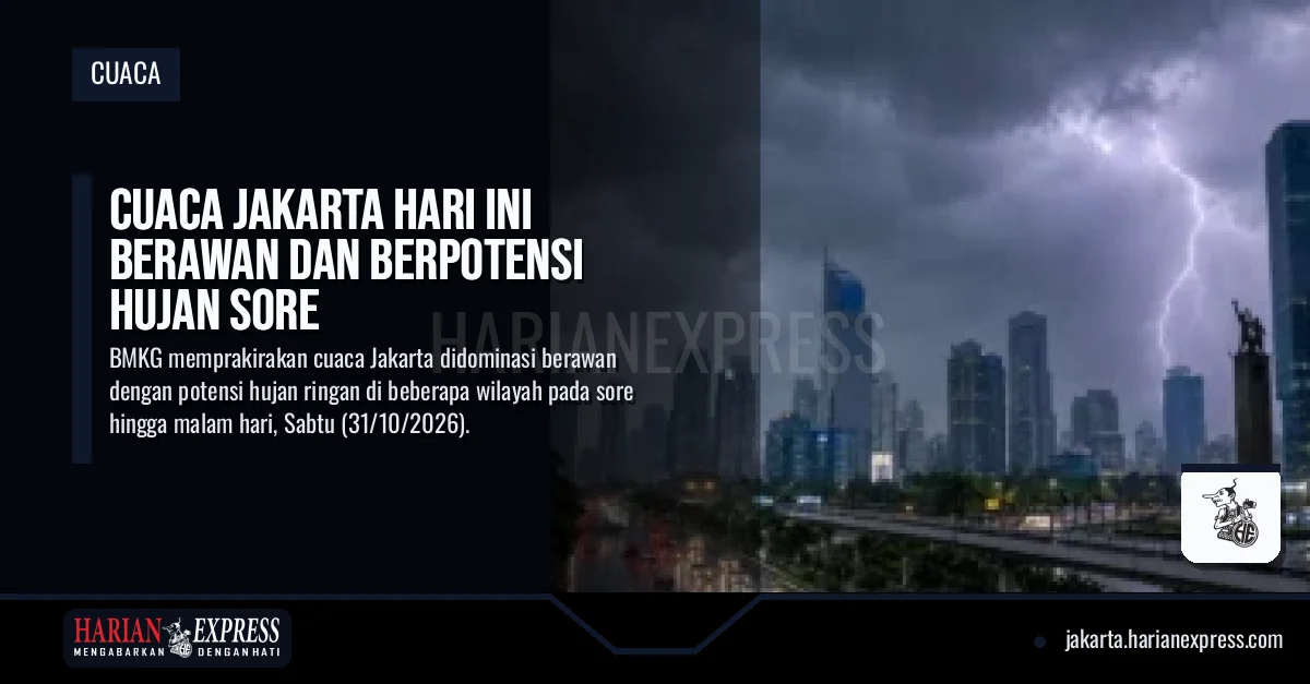 Cuaca Jakarta Hari Ini Berawan dan Berpotensi Hujan Sore