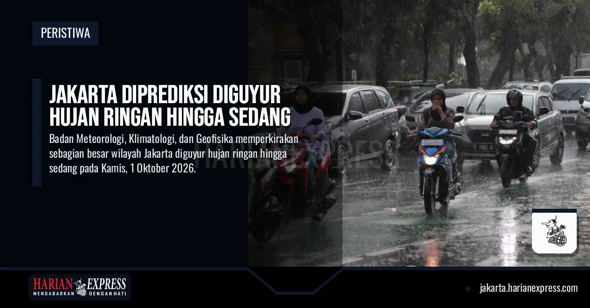 Jakarta Diprediksi Diguyur Hujan Ringan hingga Sedang