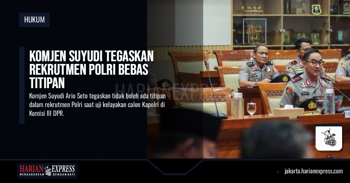 Komjen Suyudi Tegaskan Rekrutmen Polri Bebas Titipan Komjen Suyudi Tegaskan Rekrutmen Polri Bebas Titipan