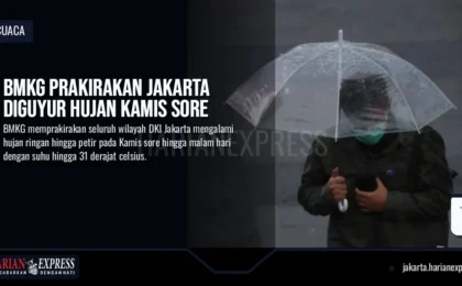 BMKG Prakirakan Jakarta Diguyur Hujan Kamis Sore
