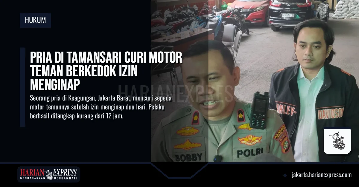 Pria di Tamansari Curi Motor Teman Berkedok Izin Menginap
